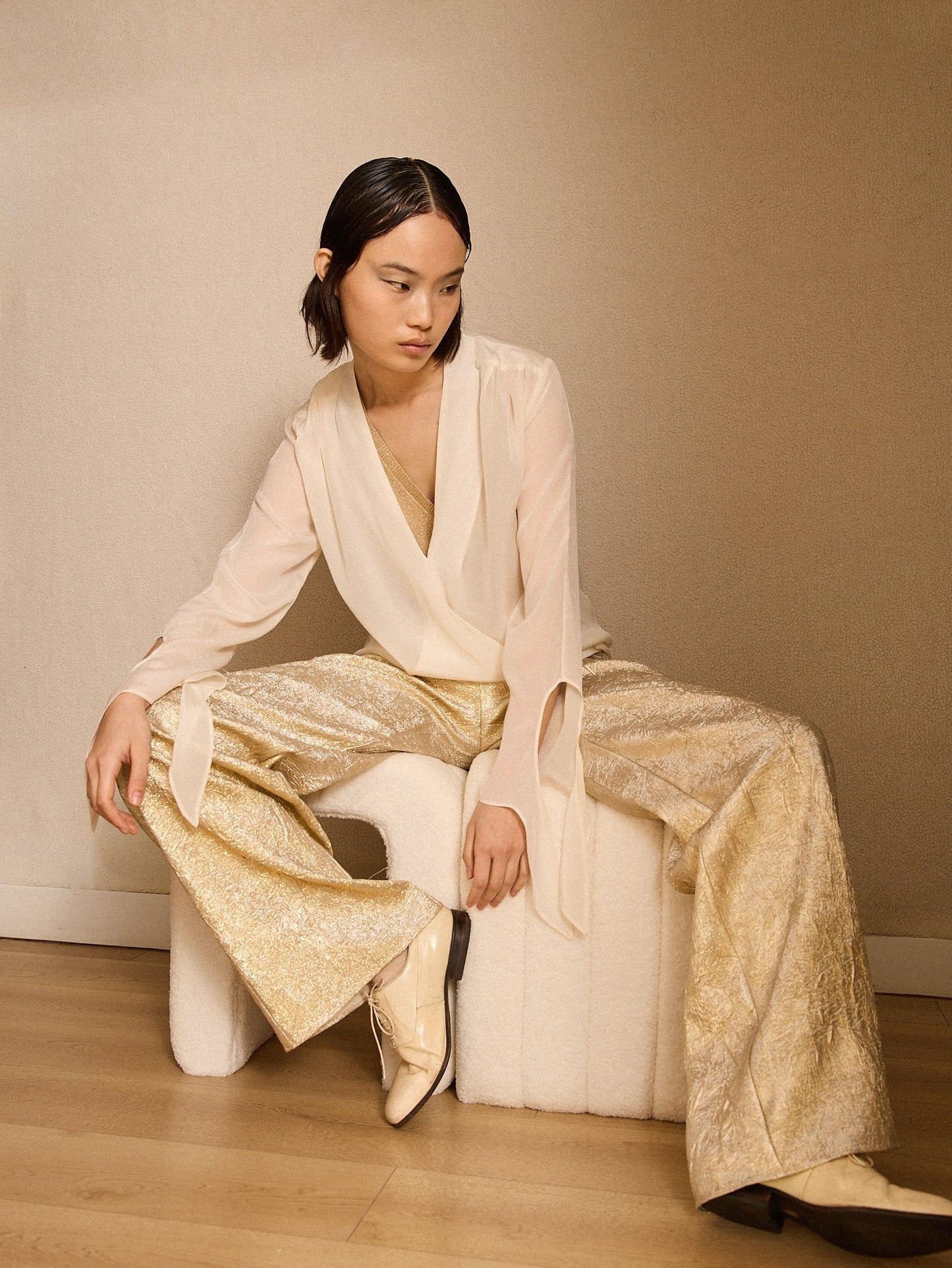 Blusa cruzada marfil