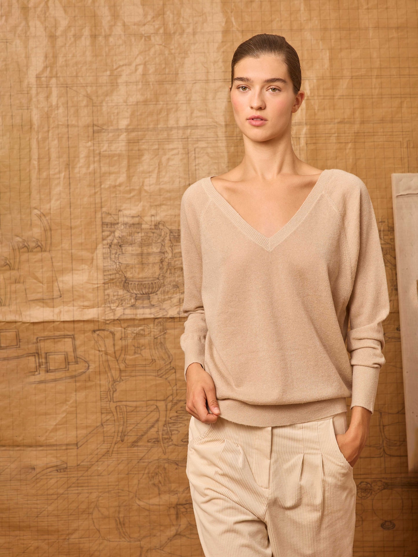 Jersey doble pico beige