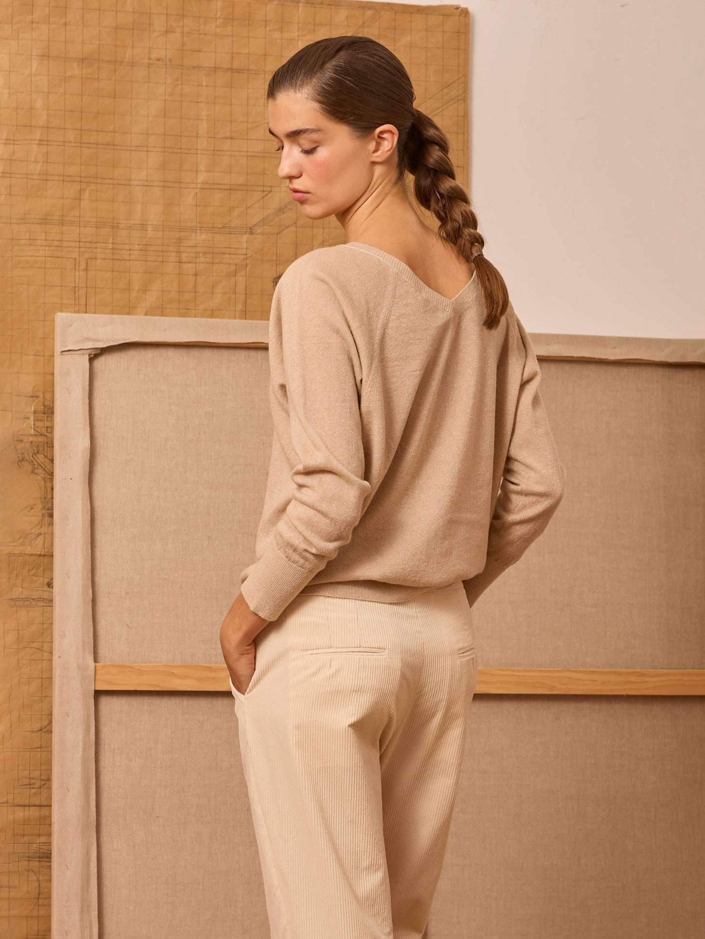 Jersey doble pico beige