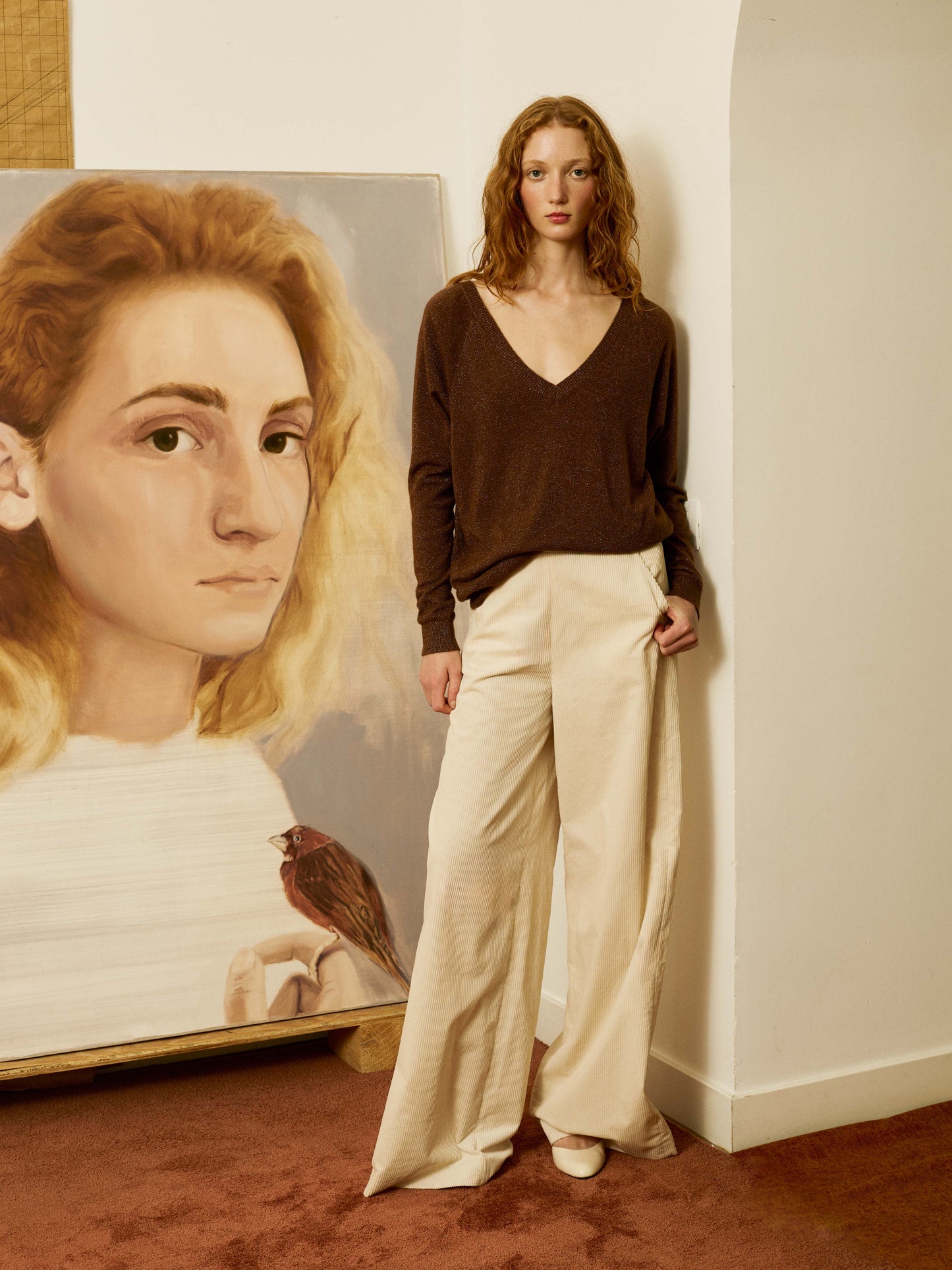 Jersey doble pico marrón