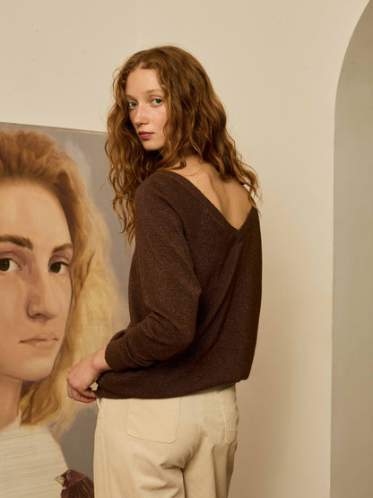 Jersey doble pico marrón