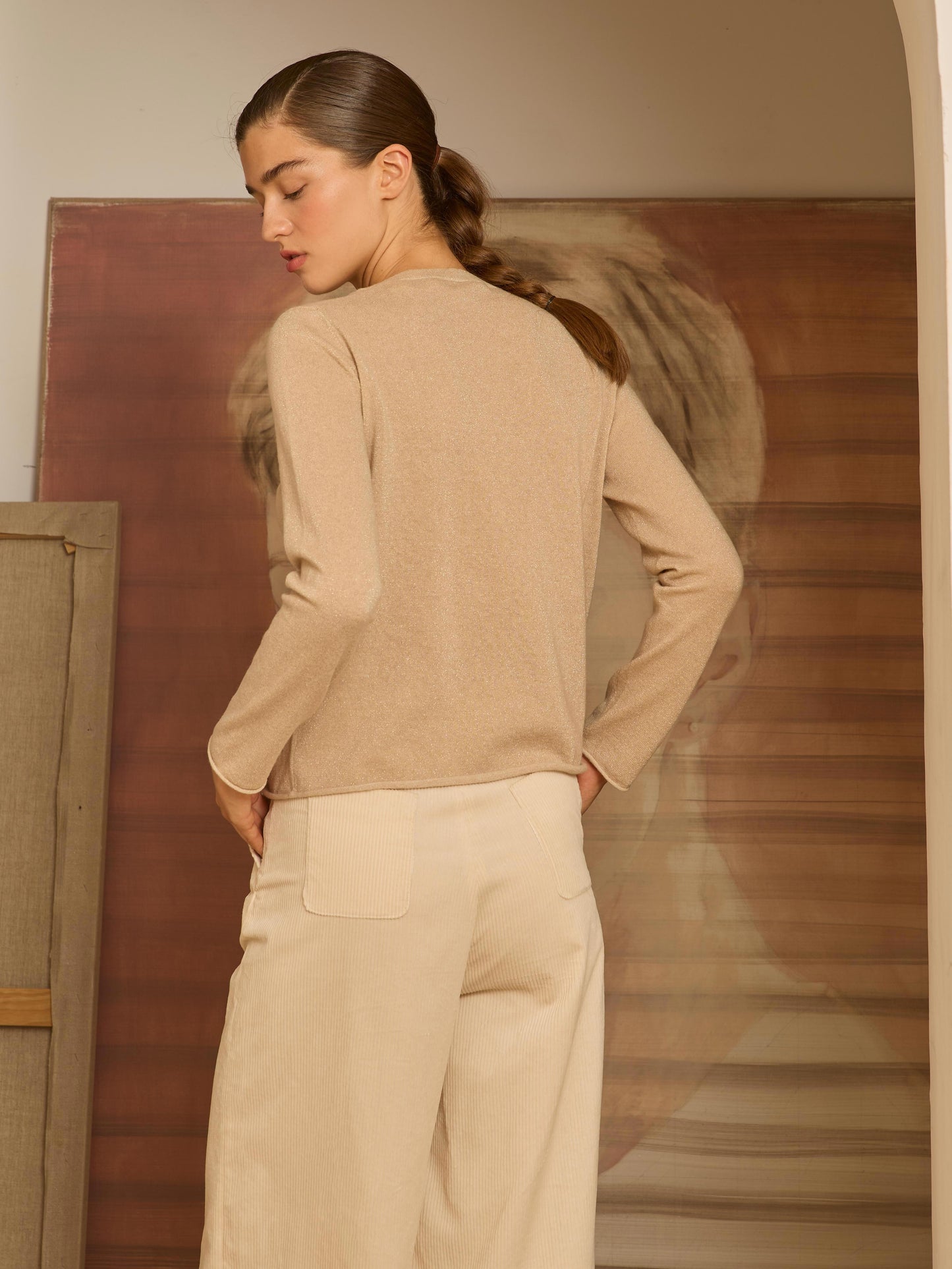 Jersey cuello caja beige