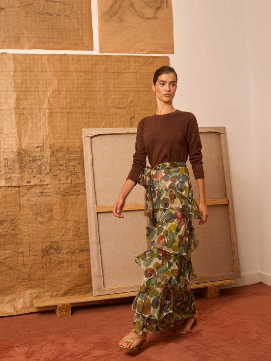 Jersey cuello caja marrón