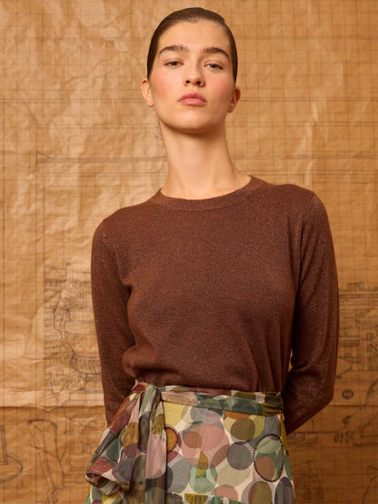 Jersey cuello caja marrón