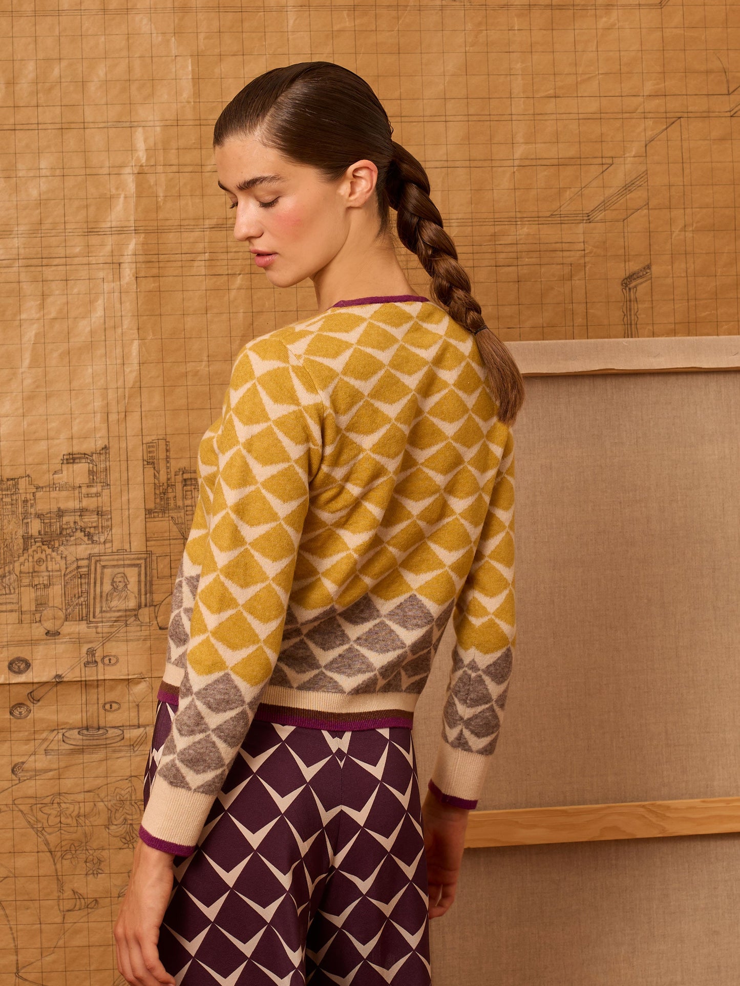 Jersey greca de intarsia amarillo