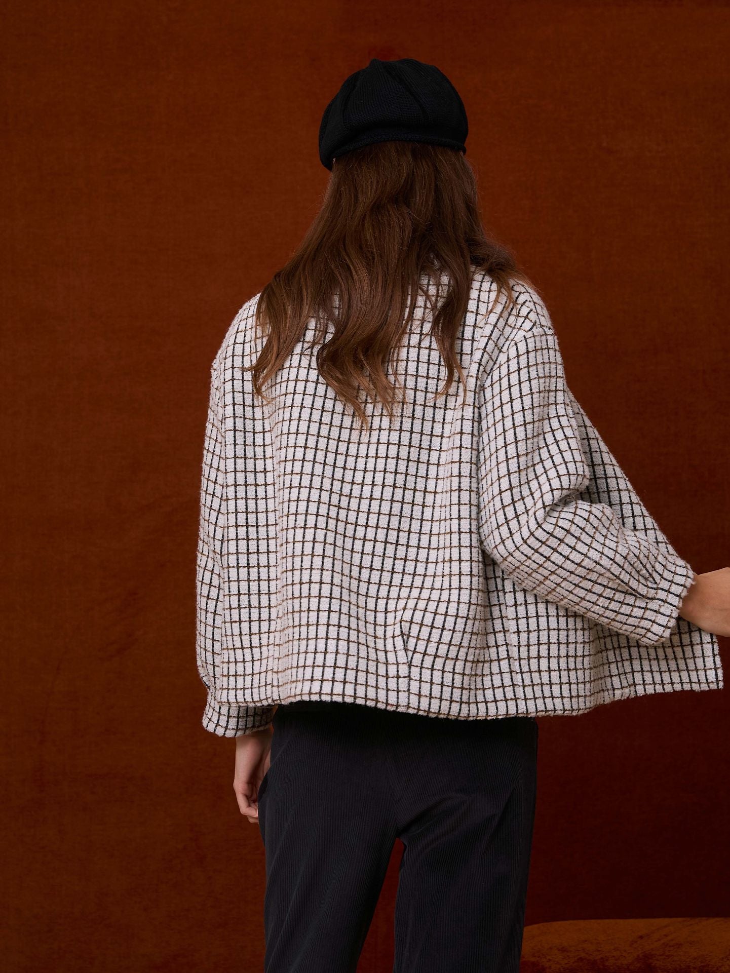 Cazadora cuadros marfil