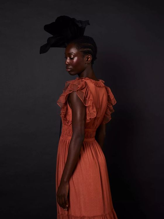 Vestido maxi teja de tul