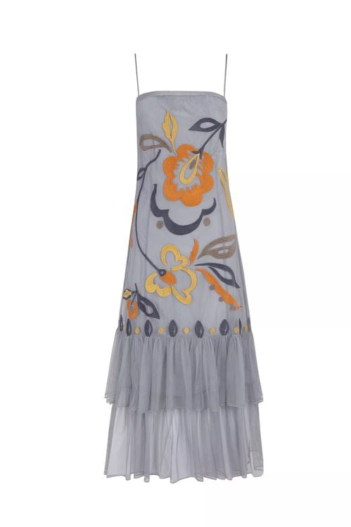 Vestido midi de tul azul