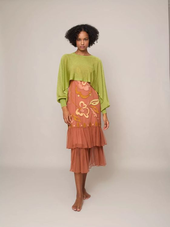 Vestido teja midi de tul