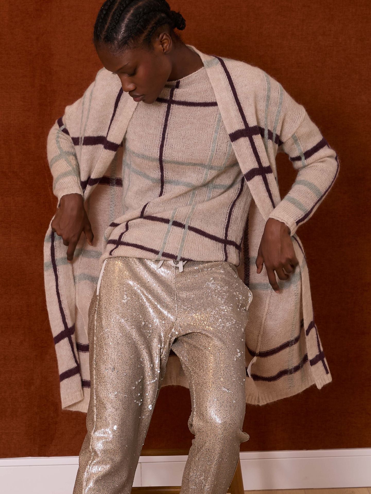 Jersey de cuadros color crudo