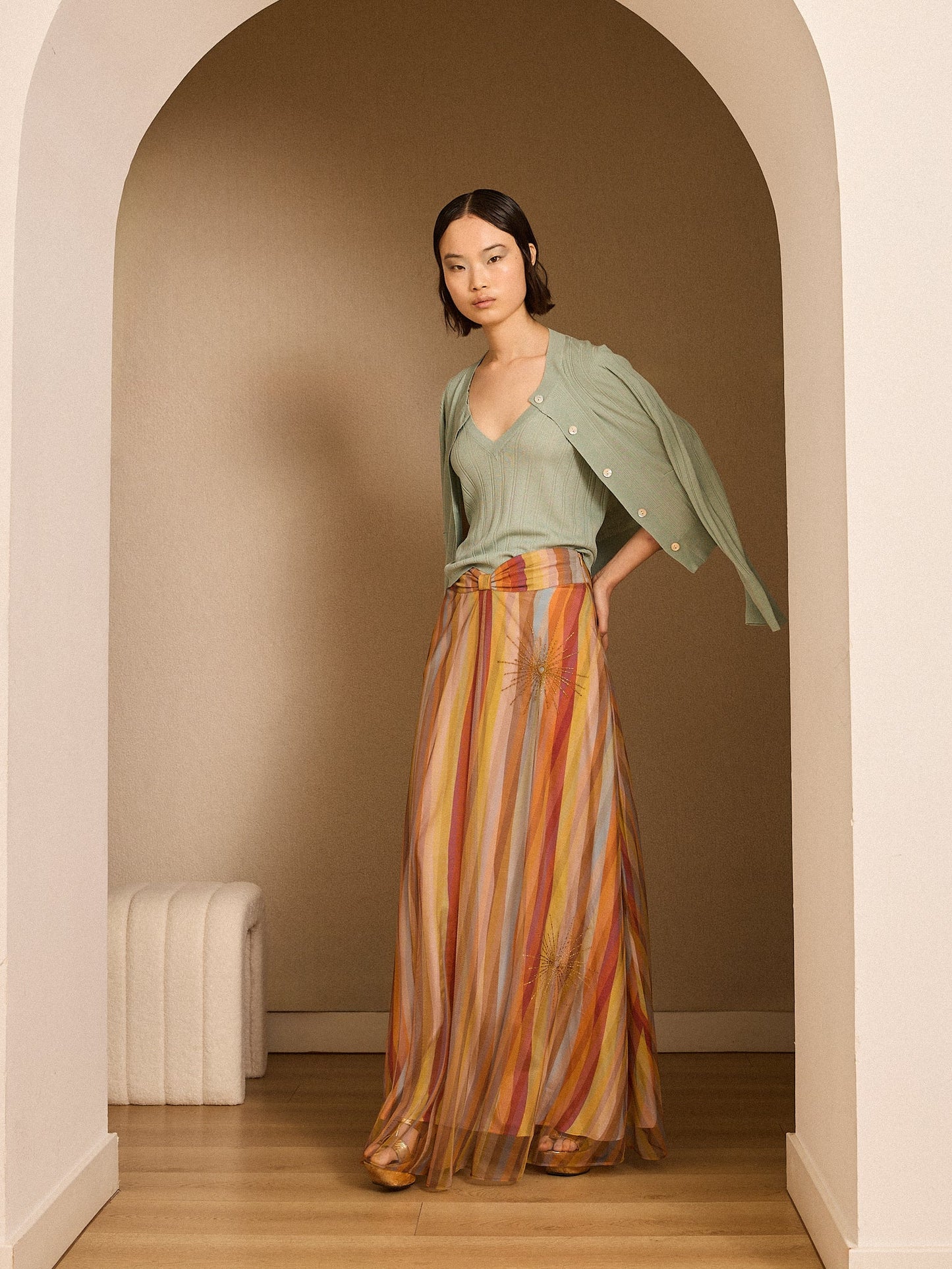 Chaqueta de punto verde agua