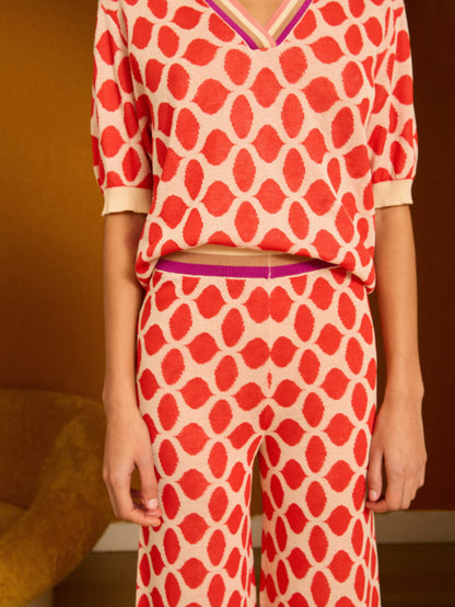 Pantalón intarsia coral