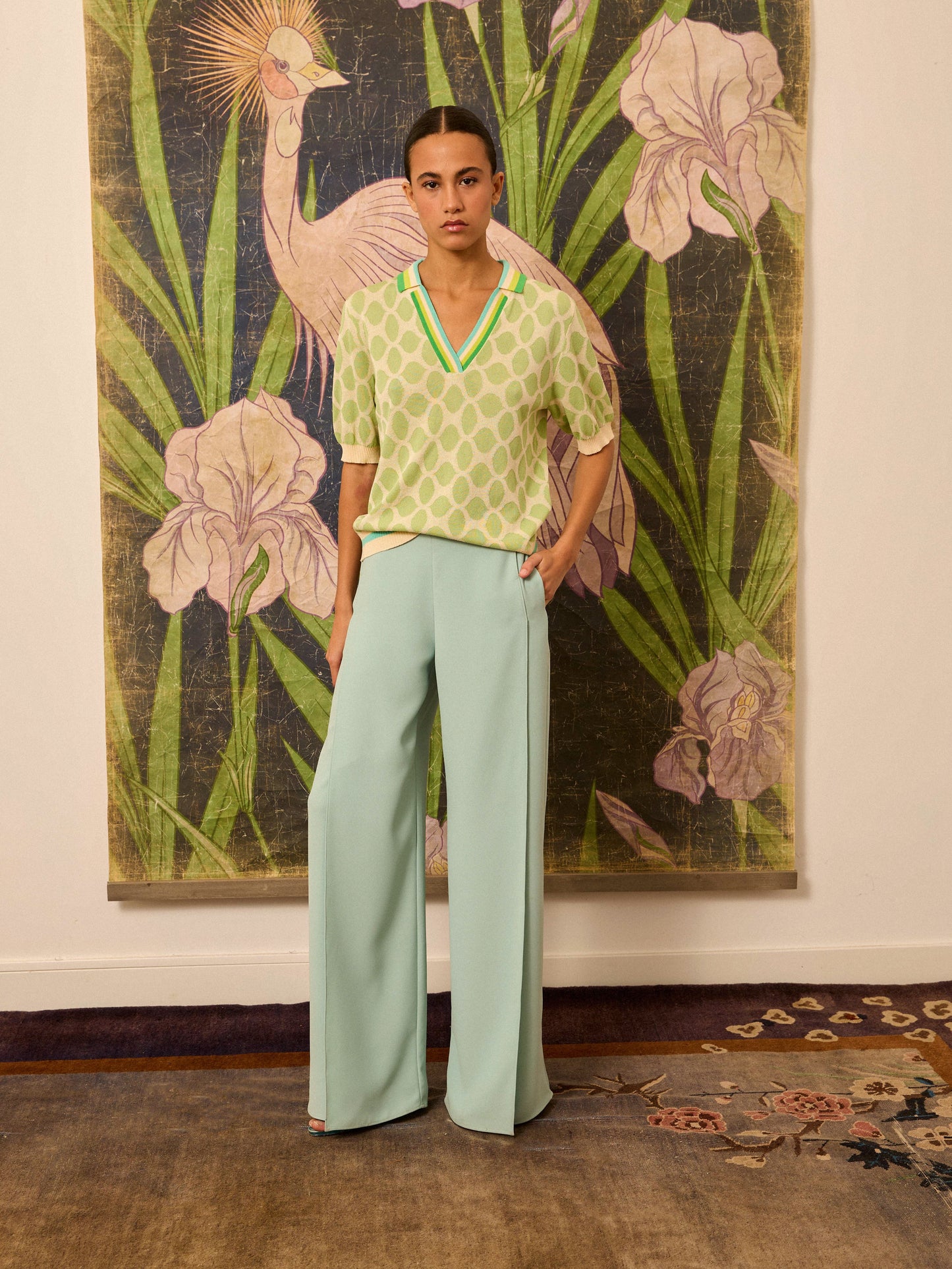 Jersey con intarsia verde