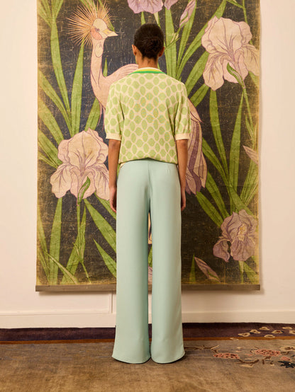 Pantalón crep celeste