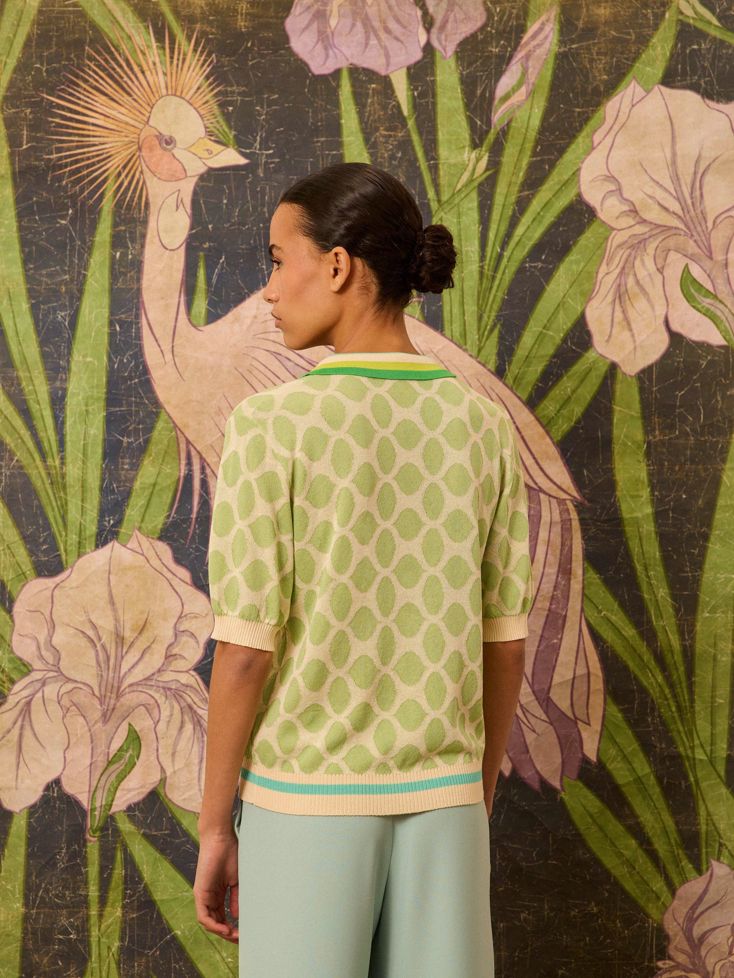 Jersey con intarsia verde