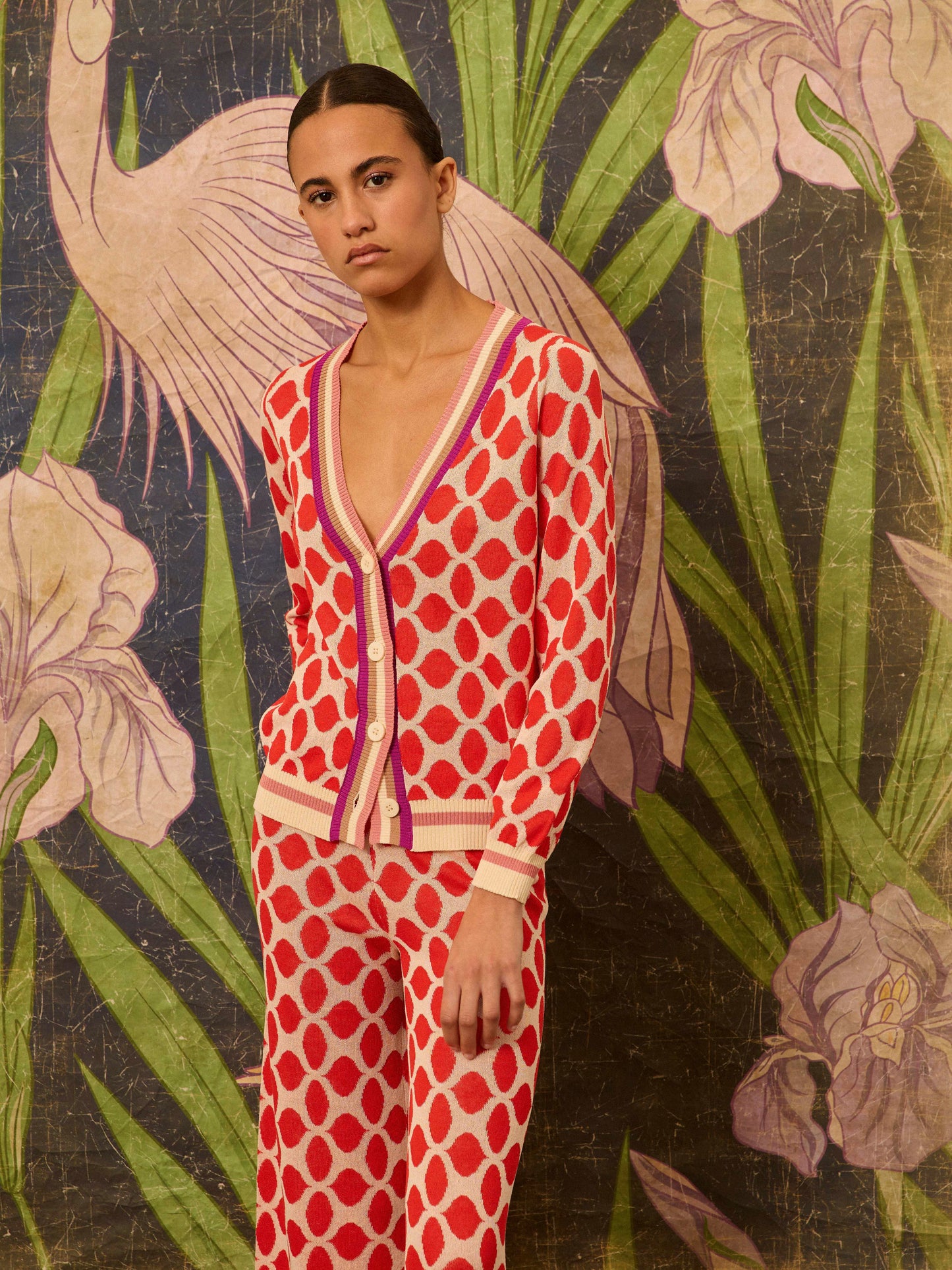 Chaqueta con intarsia coral