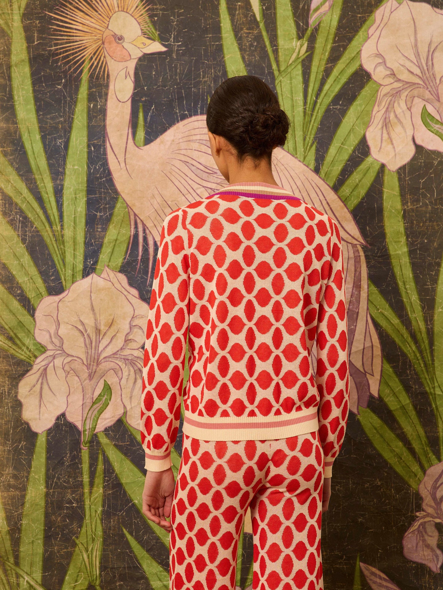 Chaqueta con intarsia coral