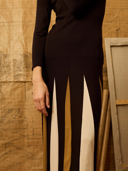 Vestido de punto blanco y negro