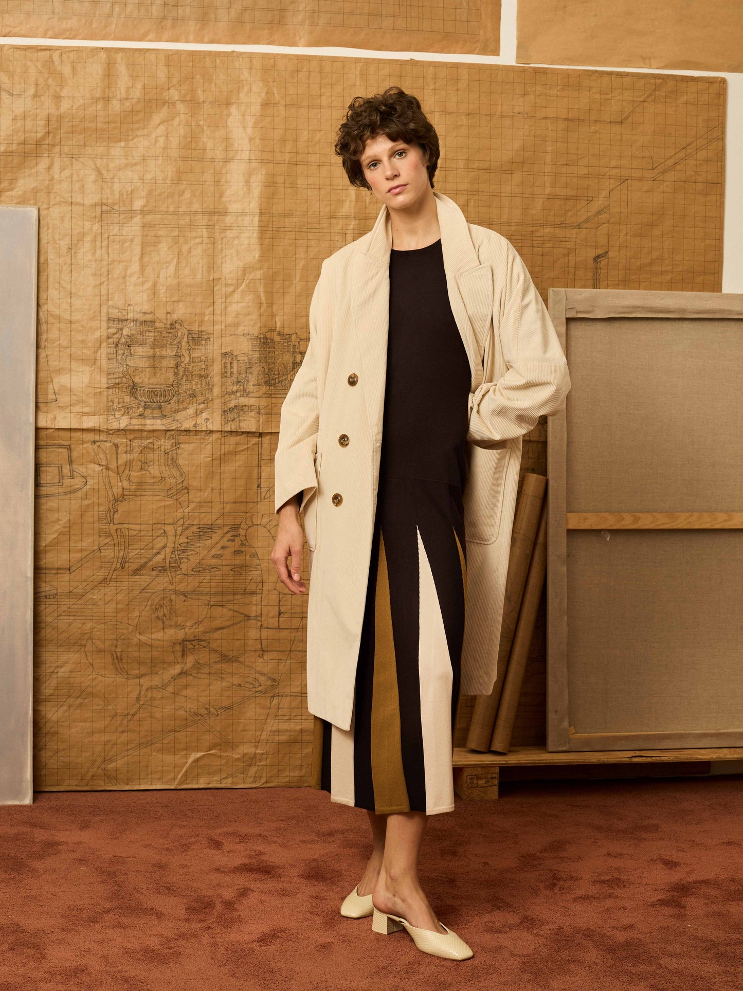 Abrigo de pana marfil