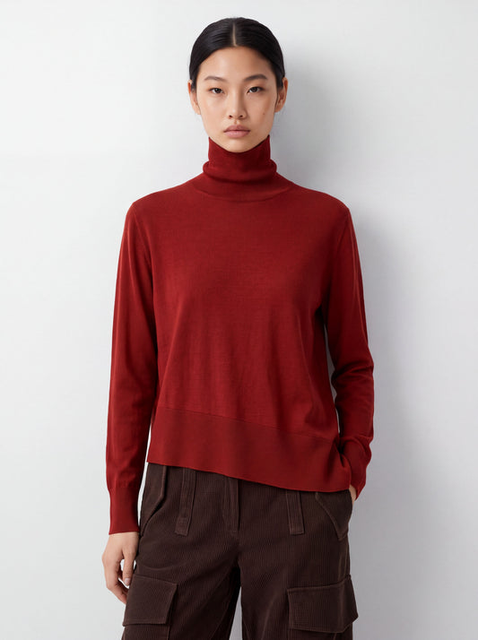 Jersey cuello alto teja