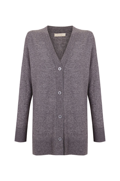 Chaqueta de punto fino gris