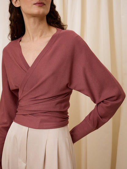 Chaqueta con lazada ciruela