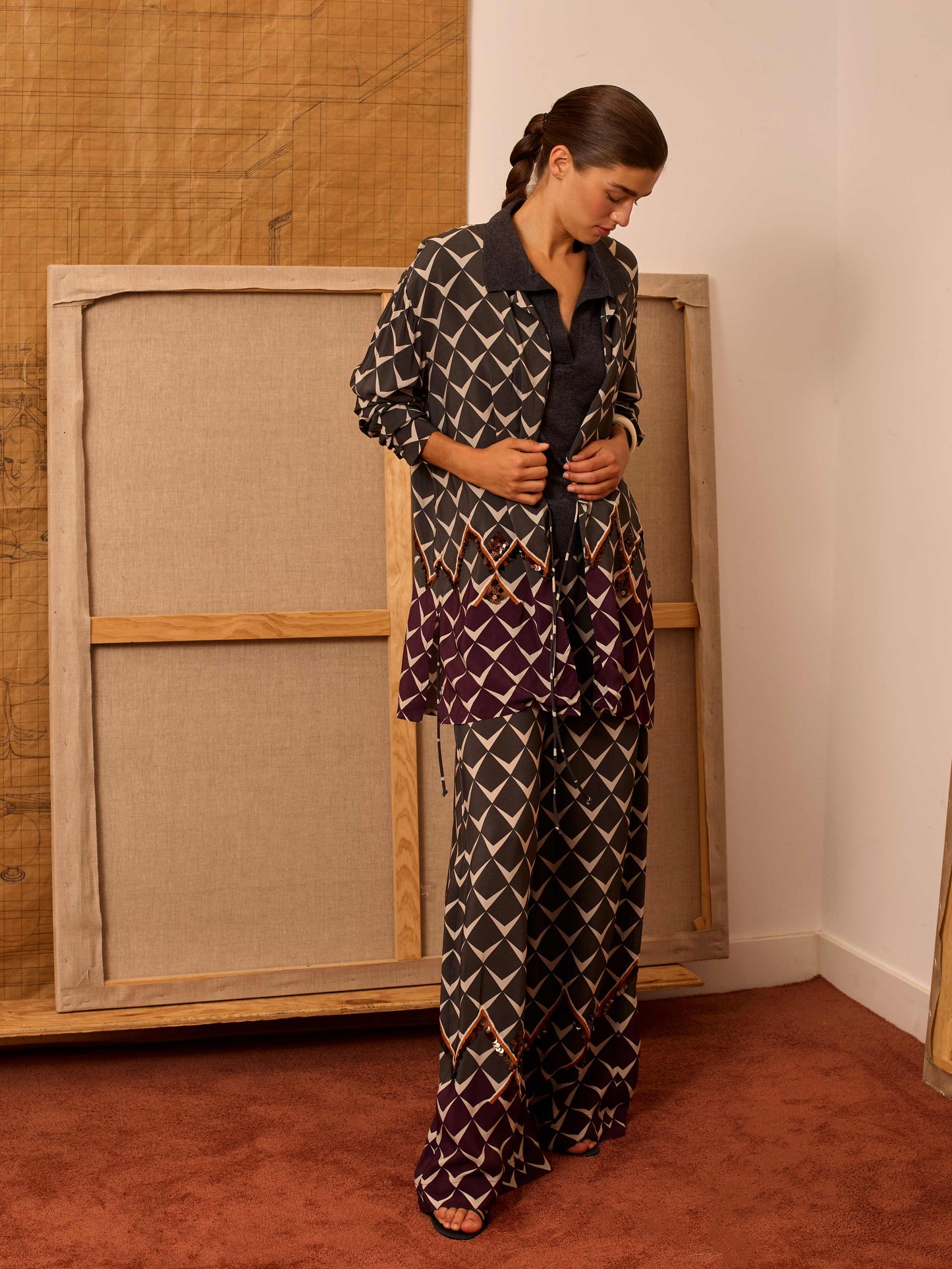 Pantalón greca antracita