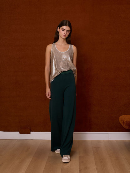 Pantalón de lana verde botella