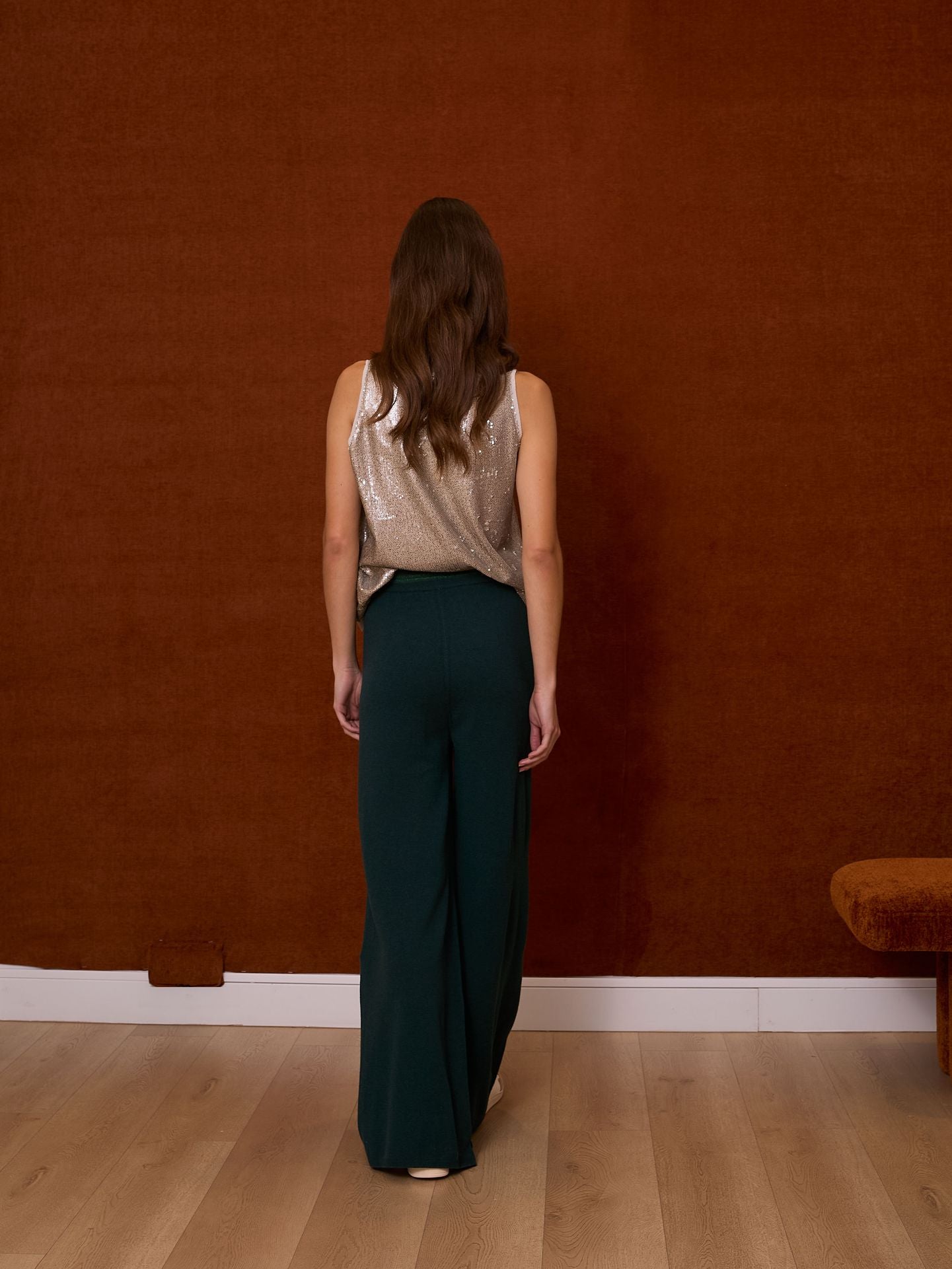 Pantalón de lana verde botella