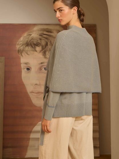 Poncho canalé aguamarina