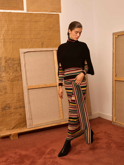 Poncho canalé negro