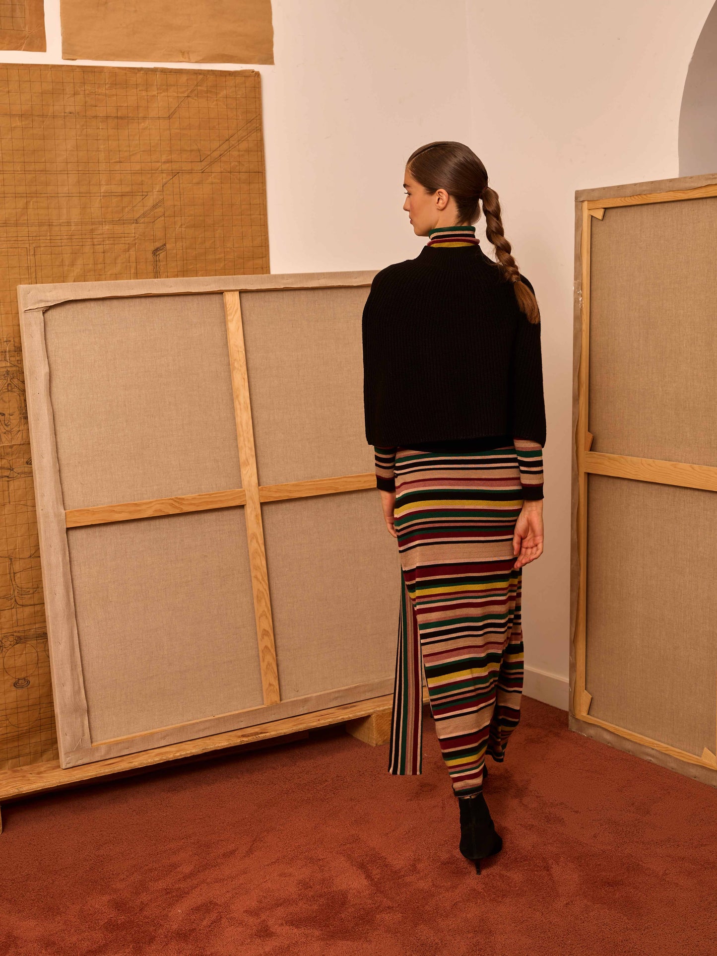 Poncho canalé negro