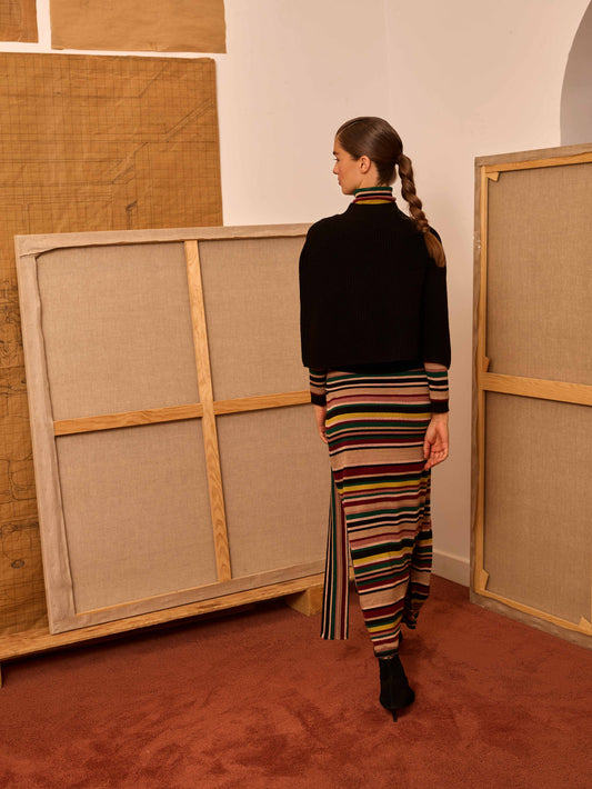 Poncho canalé negro