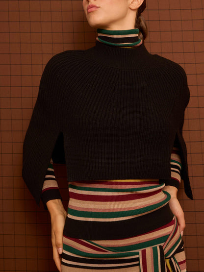 Poncho canalé negro