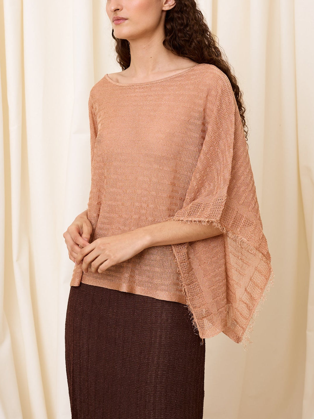 Poncho lurex rosa