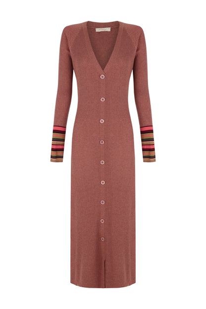 Vestido abotonado rosa antiguo