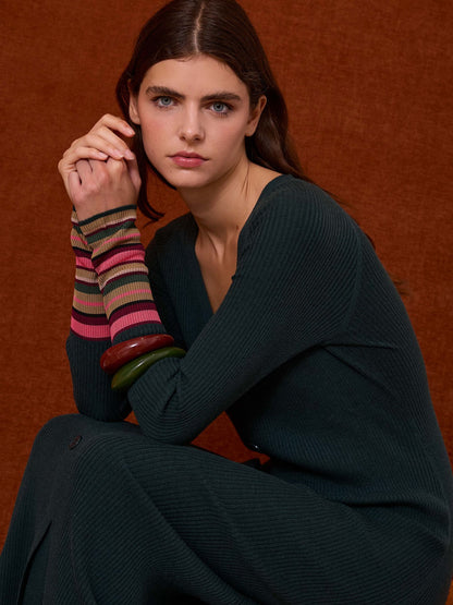 Vestido abotonado verde botella