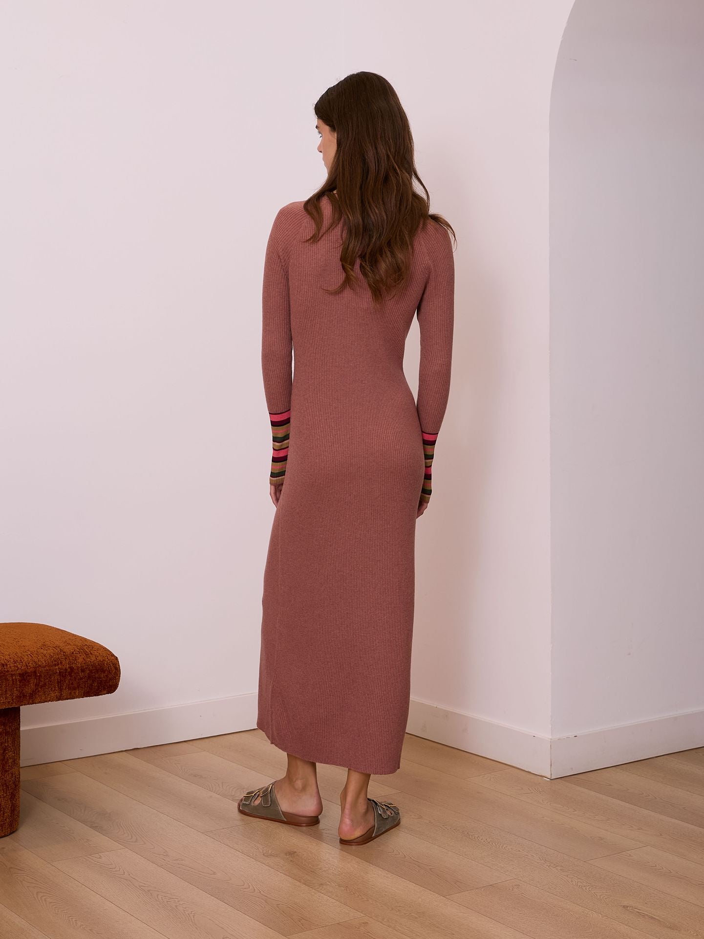 Vestido abotonado rosa antiguo