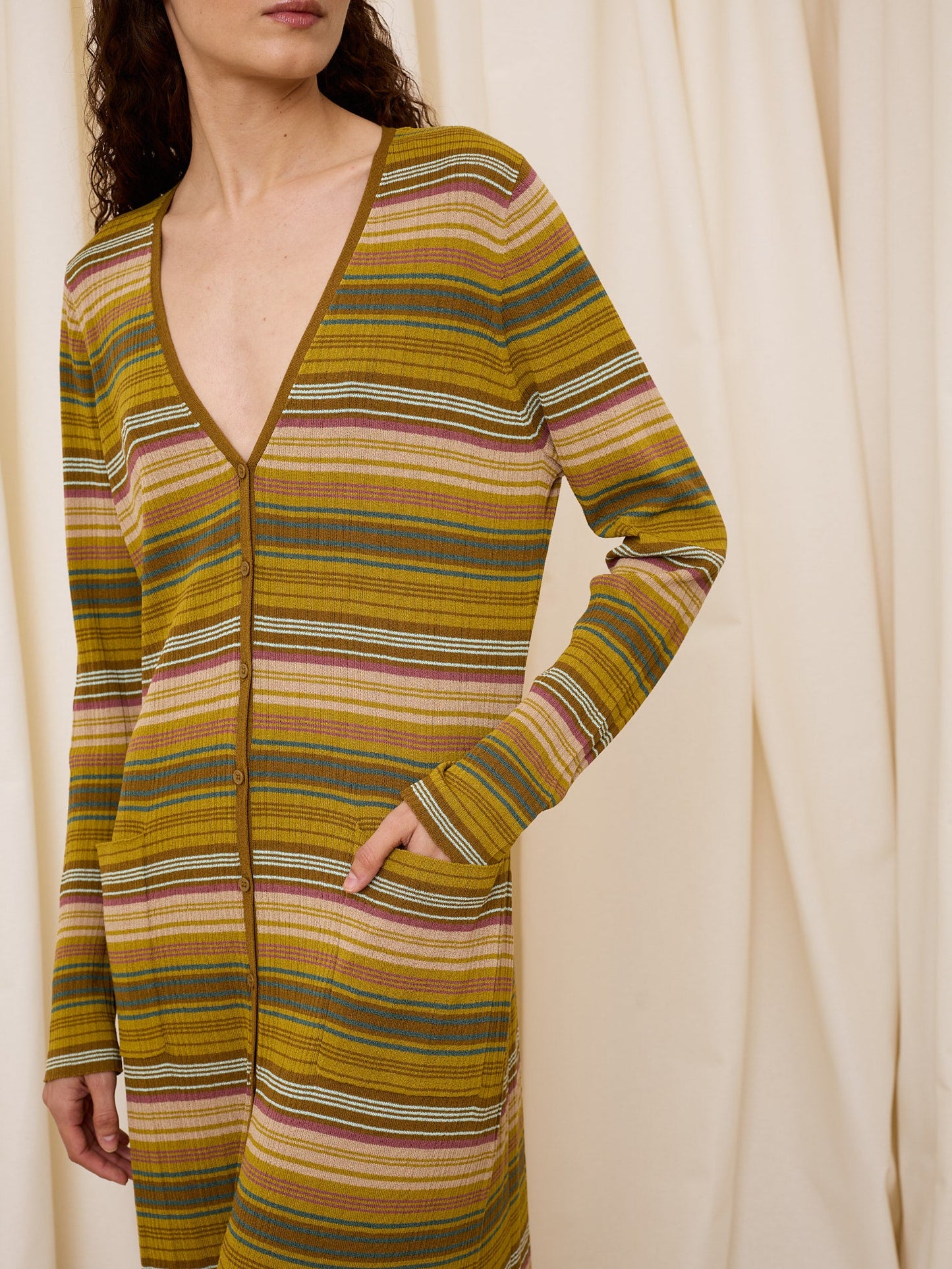Chaqueta de rayas verde