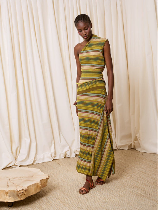 Top asimétrico rayas verdes