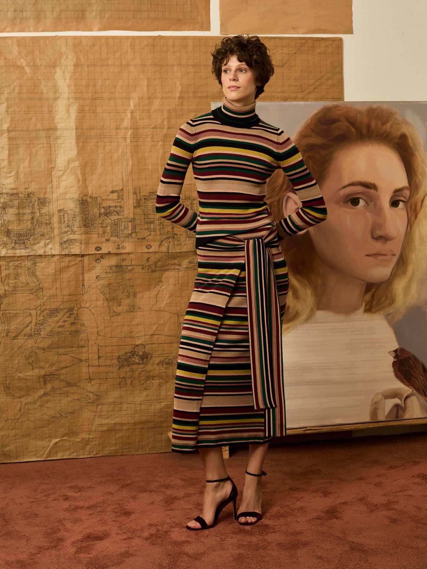 Jersey cuello alto multirayas