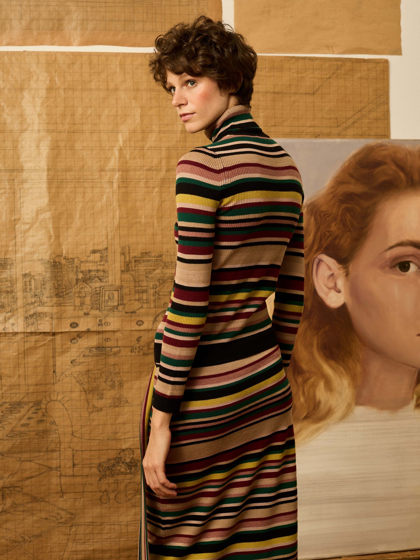 Jersey cuello alto multirayas