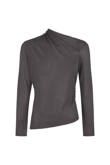 Jersey cuello asimétrico color plomo