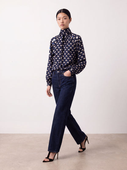 Blusa azul lunares con lentejuelas