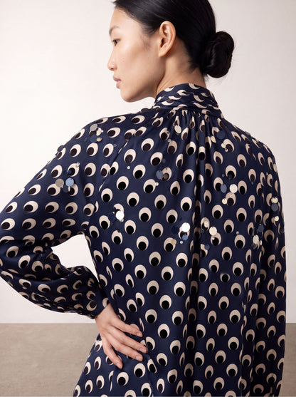 Blusa azul lunares con lentejuelas