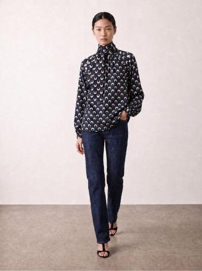 Blusa azul lunares con lentejuelas