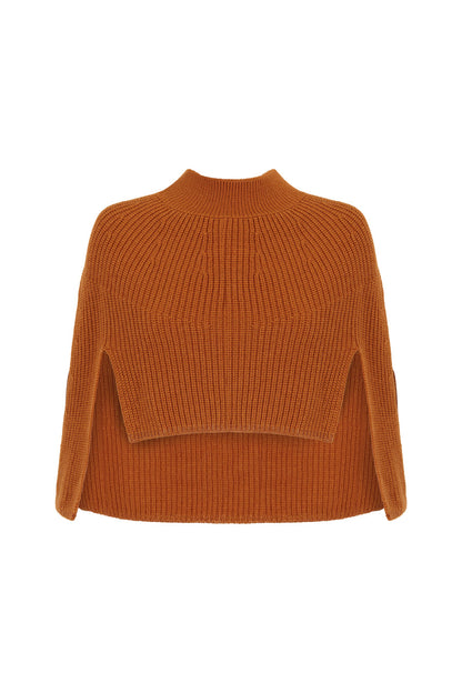 Poncho canalé naranja