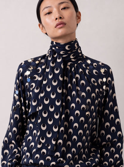 Blusa azul lunares con lentejuelas