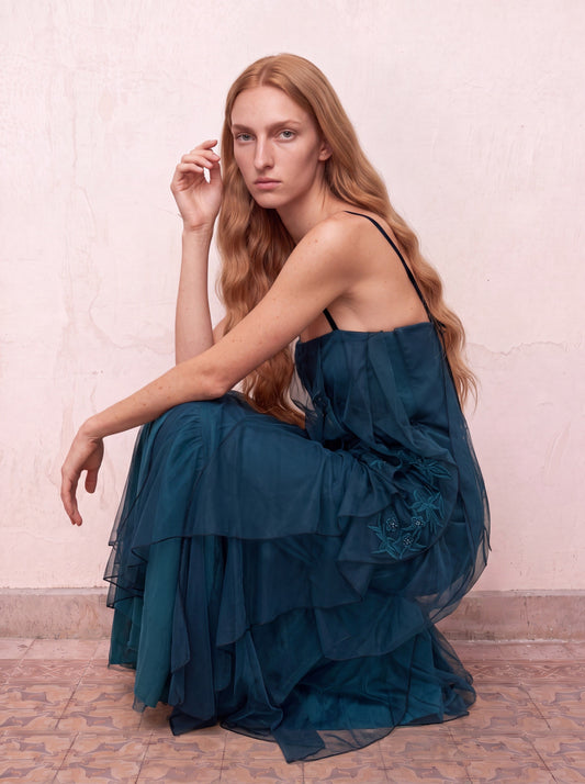 Vestido de tul azul