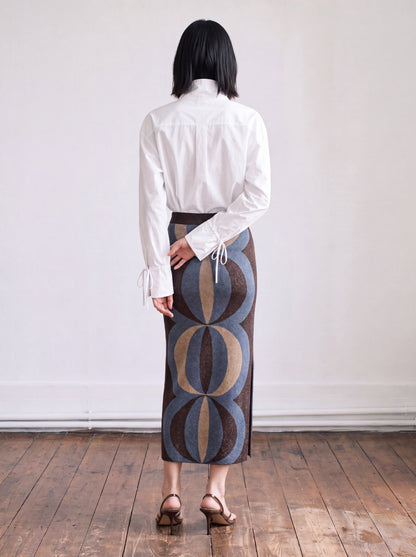Falda de jacquard en lurex azul